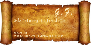 Görheny Filomén névjegykártya